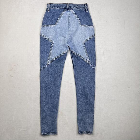 Revice Star Jeans Womens 26 Blue High Rise Skinny Patchwork Two Tone Made USA - Picture 7 of 10